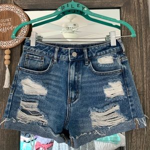 dark blue jean shorts